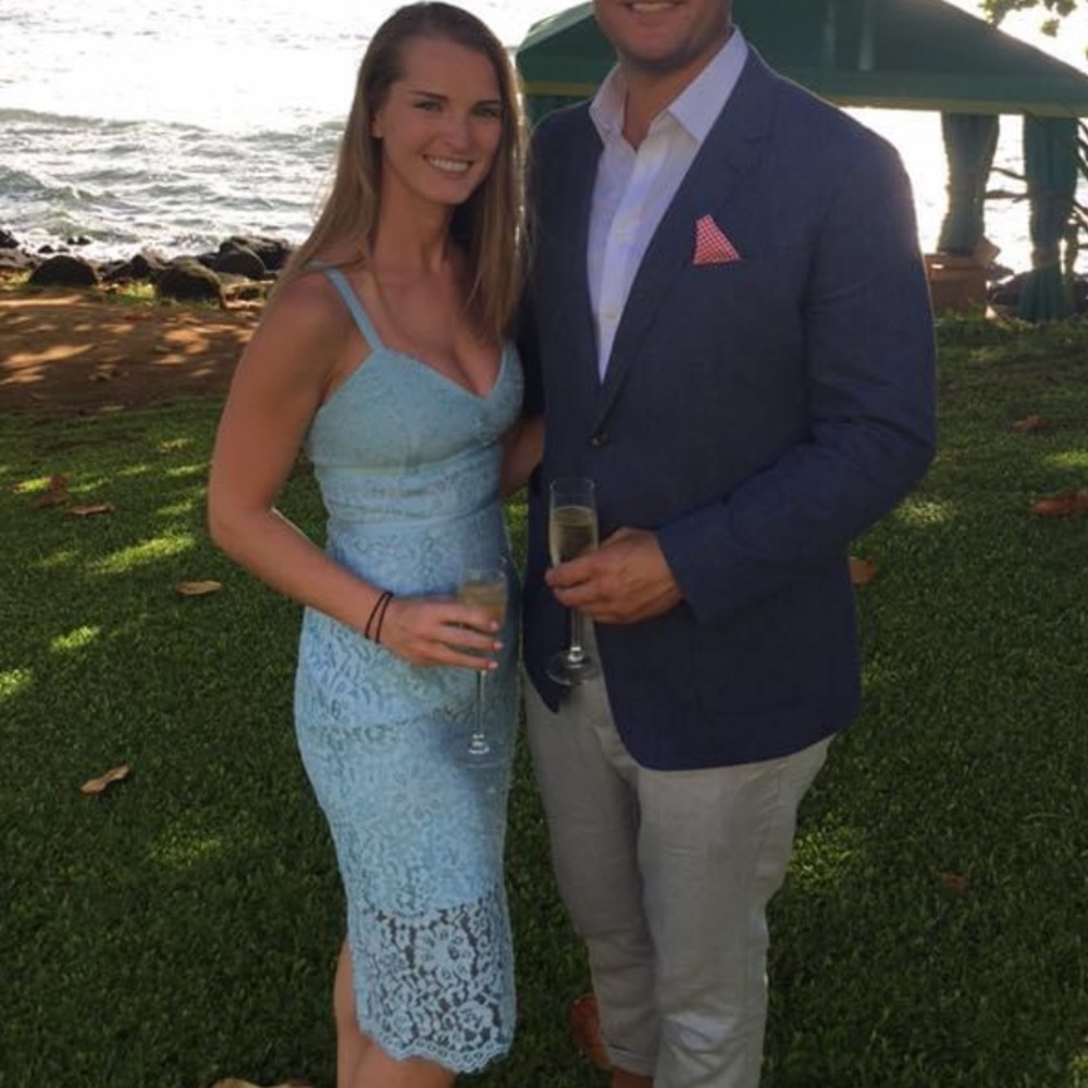 Lulu’s Light Blue Lace Overlay Dress